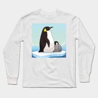 Family of penguins in cartoon style. Penguin character design. vector illustration Long Sleeve T-Shirt